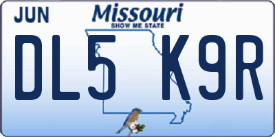 MO license plate DL5K9R