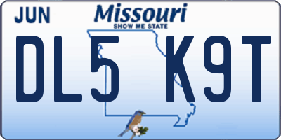 MO license plate DL5K9T