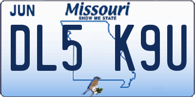 MO license plate DL5K9U