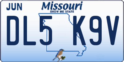 MO license plate DL5K9V