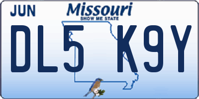 MO license plate DL5K9Y