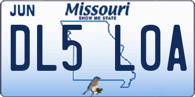 MO license plate DL5L0A
