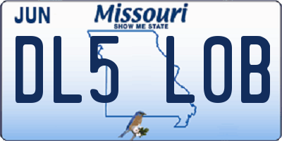 MO license plate DL5L0B