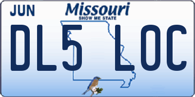 MO license plate DL5L0C