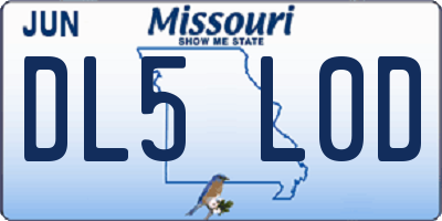 MO license plate DL5L0D