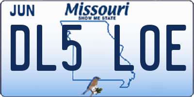 MO license plate DL5L0E