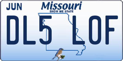 MO license plate DL5L0F