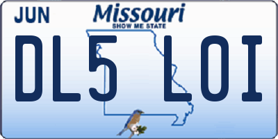 MO license plate DL5L0I