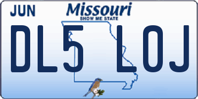 MO license plate DL5L0J