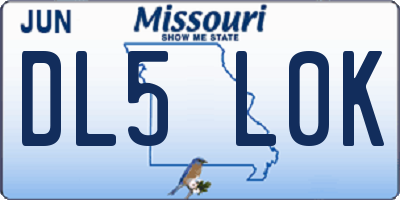 MO license plate DL5L0K
