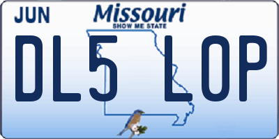 MO license plate DL5L0P