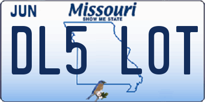 MO license plate DL5L0T