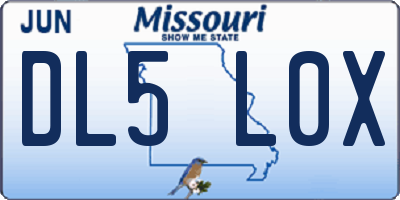 MO license plate DL5L0X