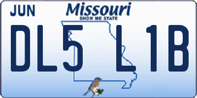 MO license plate DL5L1B