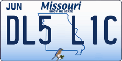 MO license plate DL5L1C
