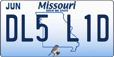 MO license plate DL5L1D