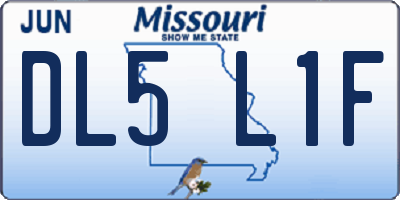 MO license plate DL5L1F