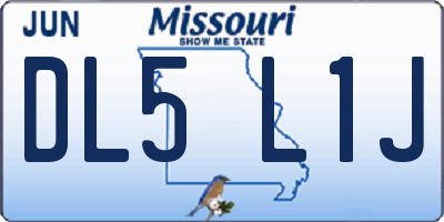 MO license plate DL5L1J