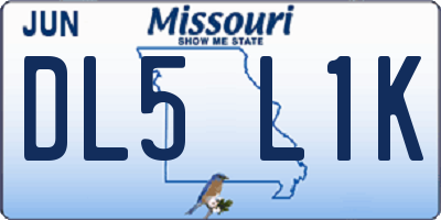 MO license plate DL5L1K
