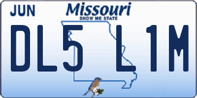 MO license plate DL5L1M