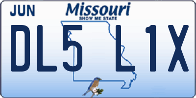 MO license plate DL5L1X