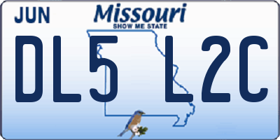 MO license plate DL5L2C