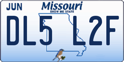 MO license plate DL5L2F