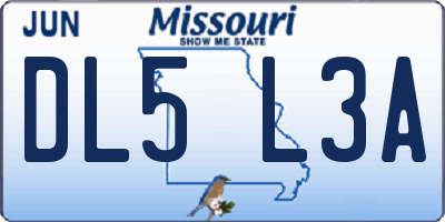 MO license plate DL5L3A