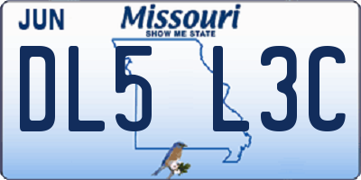MO license plate DL5L3C