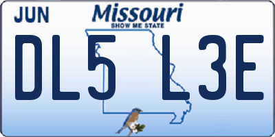 MO license plate DL5L3E