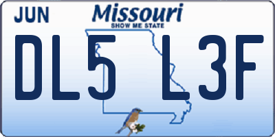 MO license plate DL5L3F