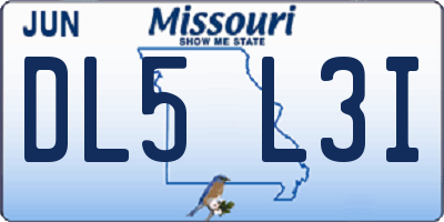 MO license plate DL5L3I