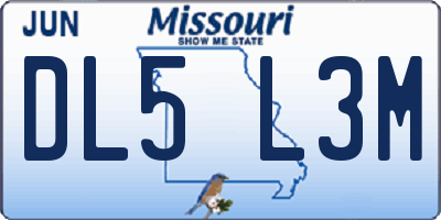 MO license plate DL5L3M