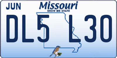 MO license plate DL5L3O