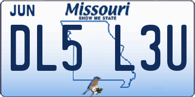 MO license plate DL5L3U