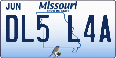 MO license plate DL5L4A