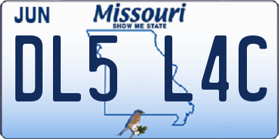 MO license plate DL5L4C