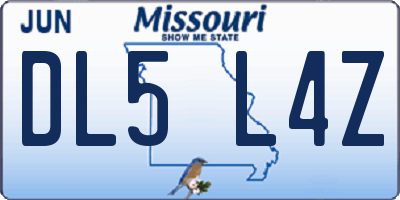 MO license plate DL5L4Z