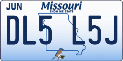 MO license plate DL5L5J
