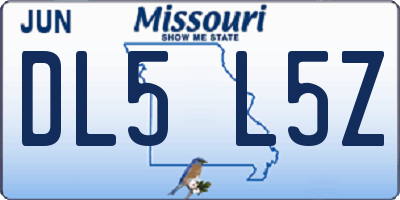 MO license plate DL5L5Z