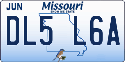 MO license plate DL5L6A
