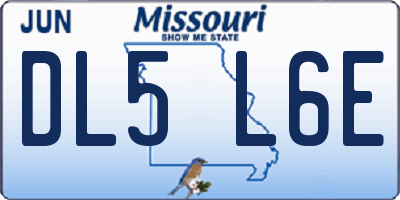 MO license plate DL5L6E