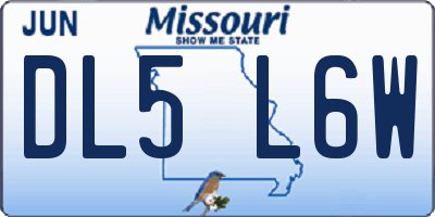 MO license plate DL5L6W