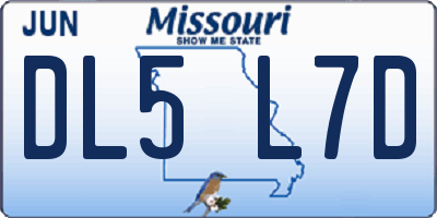 MO license plate DL5L7D