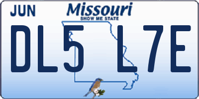 MO license plate DL5L7E