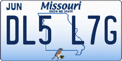 MO license plate DL5L7G