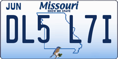 MO license plate DL5L7I