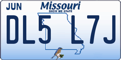 MO license plate DL5L7J