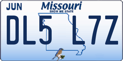 MO license plate DL5L7Z