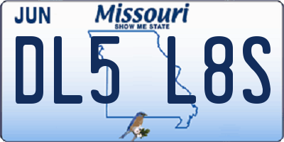 MO license plate DL5L8S